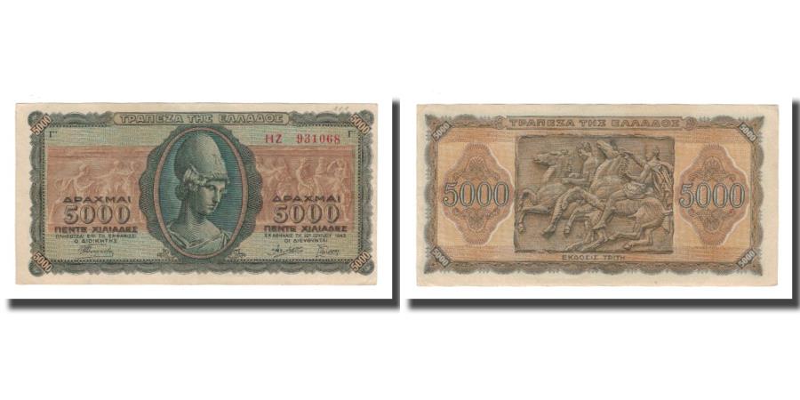 World Coins - Banknote, Greece, 5000 Drachmai, 1943, 1943-07-19, KM:122a, AU(55-58)