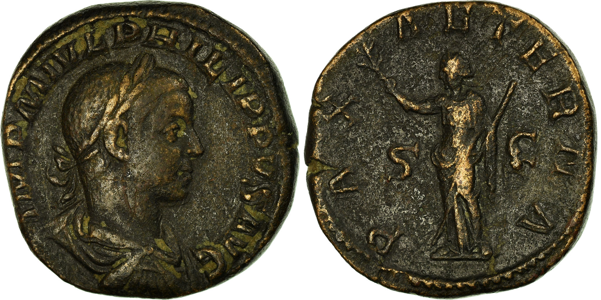 Philip II, Sestertius, 246-249, Rome, Bronze, , RIC:268a | Roman