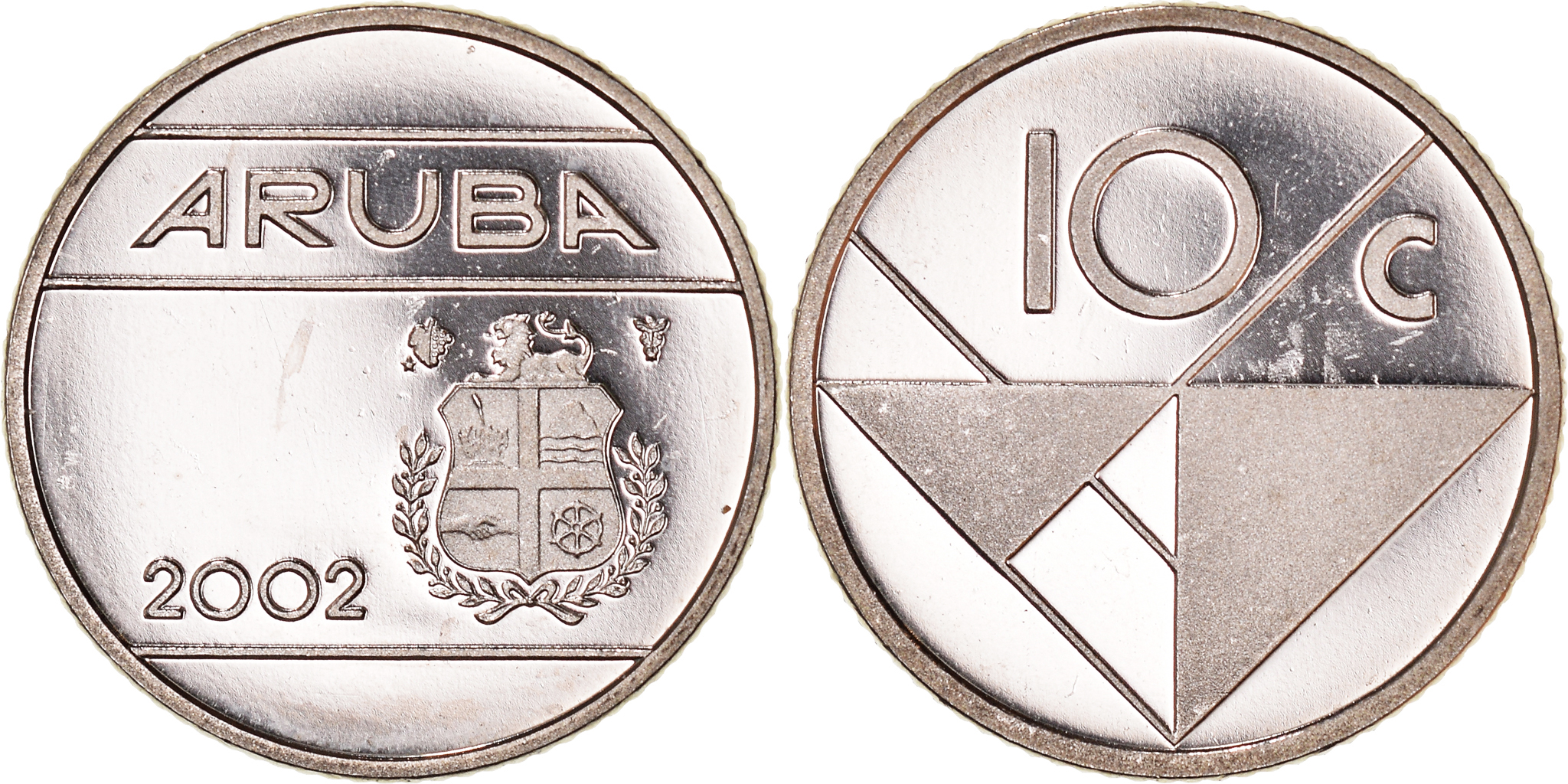 Coin Aruba Beatrix 10 Cents 2002 Utrecht Nickel Bonded Steel