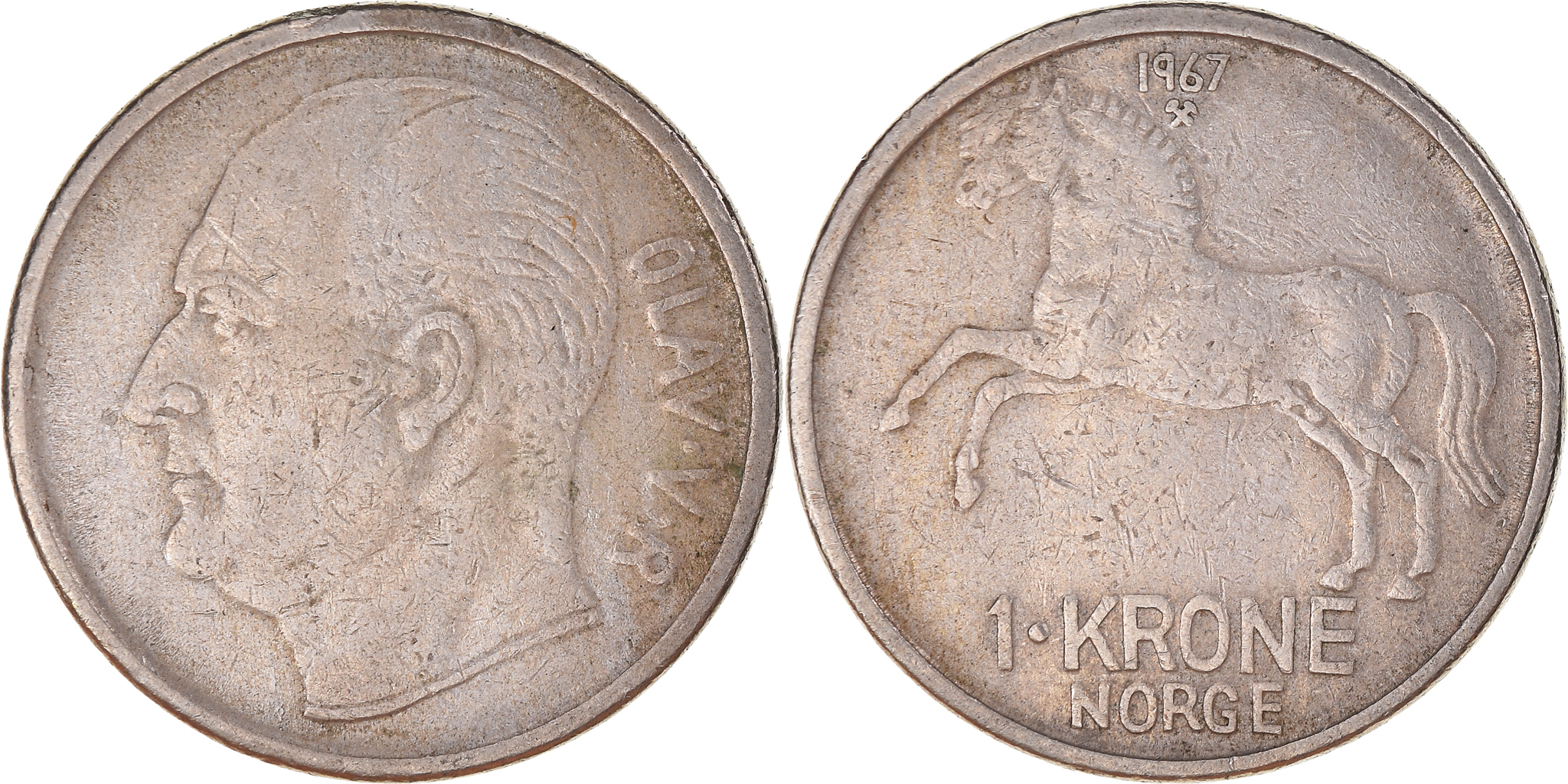 Coin, Norway, Olav V, Krone, 1967, , Copper-nickel, KM:409
