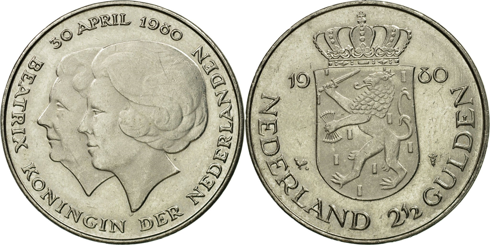 Coin, Netherlands, Beatrix, 2-1/2 Gulden, 1980, , Nickel, KM:201
