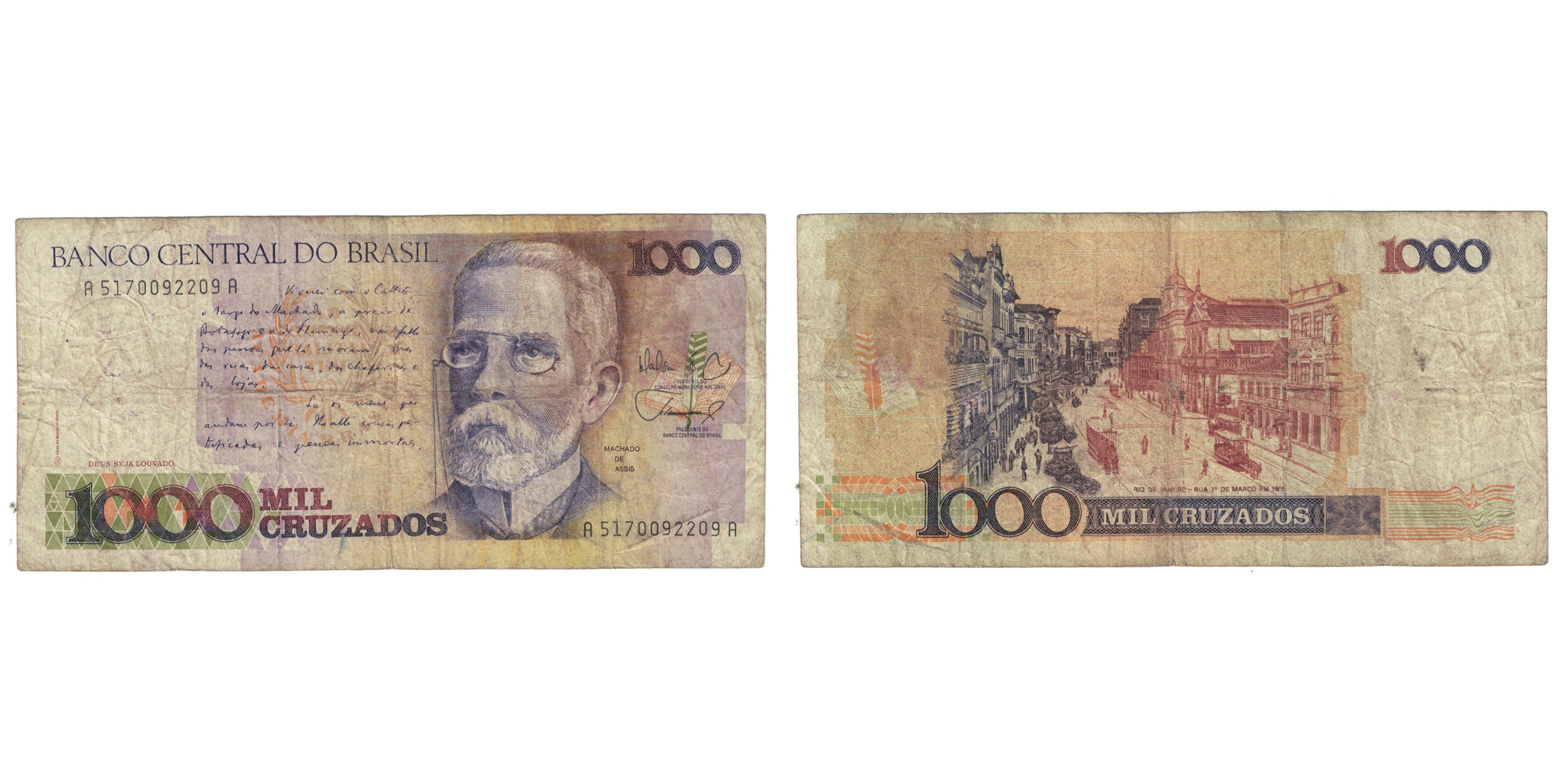その他 A Firma (Em Portuguese do Brasil) Banknote, Brazil, 1000 Cruzados, KM:213a, VF(20-25) | World