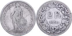 World Coins - Switzerland, 2 Francs, 1894, Paris, Silver, , KM:21