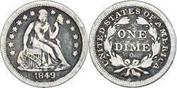 Us Coins - Coin, United States, Seated Liberty Dime, Dime, 1849, New Orleans,