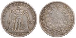 World Coins - Coin, France, Hercule, 5 Francs, 1875, Bordeaux, , Silver, KM:820.2