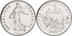 World Coins - France, 5 Francs, Semeuse, 2001, Monnaie de Paris, BU, Nickel Clad