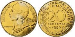 World Coins - France, 20 Centimes, Marianne, 1990, Paris, FDC, Aluminum-Bronze,