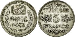 World Coins - Coin, Tunisia, Ahmad Pasha Bey, 5 Francs, 1936, Paris, , Silver, KM:261