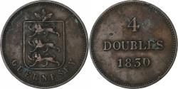 World Coins - Guernsey, Victoria, 4 Doubles, 1830, Soho Mint, Copper,