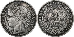 World Coins - France, 50 Centimes, Cérès, 1881, Paris, Silver, , Gadoury:419a