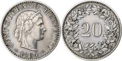 World Coins - Switzerland, 20 Rappen, Libertas, 1884, Bern, Nickel, , KM:29