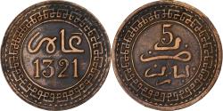 World Coins - Morocco, 'Abd al-Aziz, 5 Mazunas, 1903/AH1321, Bronze, , KM:16.3