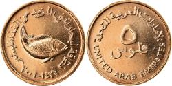 World Coins - United Arab Emirates, 5 Fils, 2001/AH1422, British Royal Mint, Bronze