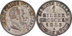 World Coins - Kingdom of Prussia, Wilhelm I, 1 Silber Groschen, 1863, Berlin, Silver