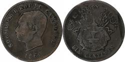 World Coins - Cambodia, Norodom I, 10 Centimes, 1860, Bronze,