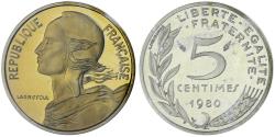 World Coins - France, 5 Centimes, Marianne, 1980, MDP, Piéfort, Copper-nickel Aluminium