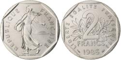 World Coins - France, 2 Francs, Semeuse, 1986, Monnaie de Paris, série FDC, Nickel
