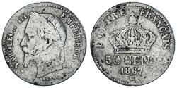 World Coins - Coin, France, Napoleon III, 50 Centimes, 1867, Strasbourg, , Silver