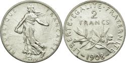 World Coins - Coin, France, Semeuse, 2 Francs, 1908, Paris, , Silver, KM:845.1