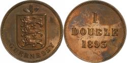 World Coins - Guernsey, Double, 1893, Heaton, Bronze, , KM:10