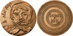 World Coins - France, Medal, Musique, Jacques Brel, le Plat Pays, 1980, Etchecopar,