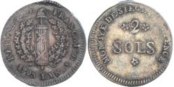 World Coins - Coin, France, 2 Sols, 1793, Mayence, , Bronze, Gadoury:66