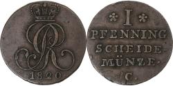 World Coins - German States, HANNOVER, George III, Pfenning, 1820, Clausthal, Copper