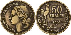 World Coins - France, 50 Francs, Guiraud, 1951, Beaumont - Le Roger, Aluminum-Bronze