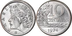 World Coins - Coin, Brazil, 10 Centavos, 1974, error broadstruck, , Stainless Steel
