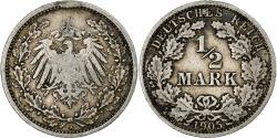 World Coins - Germany, Wilhelm II, 1/2 Mark, 1905, Berlin, Silver,