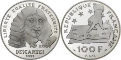 World Coins - France, 100 Francs, Descartes, 1991, Paris, BE, Silver, , Gadoury:c24