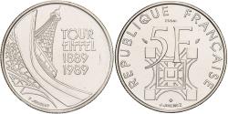 World Coins - France, 5 Francs, Tour Eiffel, 1989, MDP, Pattern, Nickel Clad Copper-Nickel