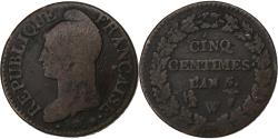 World Coins - France, Directoire, 5 Centimes, Dupré, AN 5, Lille, Copper,
