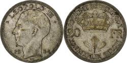 World Coins - Belgium, 20 Francs, 1934, Brussels, Silver,