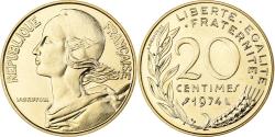 World Coins - France, 20 Centimes, Marianne, 1974, Paris, Chouette, Aluminum-Bronze