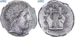 Ancient Coins - Chalkidian League, Tetradrachm, c. 351 BC, Olynthos, Silver, NGC,