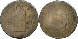 World Coins - France, 2 sols à la Balance, 1793 / AN II, Limoges, Métal de cloche,
