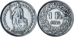 World Coins - Coin, Switzerland, Franc, 1943, Bern, , Silver, KM:24