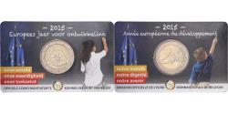 World Coins - Belgium, 2 Euro, European Year for Development, Coin card, 2015, Bi-Metallic