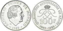 World Coins - Coin, Monaco, Rainier III, 40e anniversaire de règne, 100 Francs, 1989, Monaco