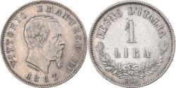 World Coins - Italy, Vittorio Emanuele II, Lira, 1863, Milan, Silver,
