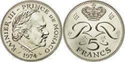 World Coins - Coin, Monaco, Rainier III, 5 Francs, 1974, , Copper-nickel, KM:150