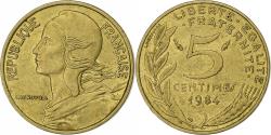 World Coins - France, 5 Centimes, Marianne, 1984, Paris, Aluminum-Bronze,