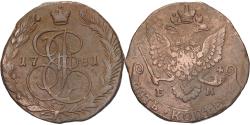 World Coins - Russia, Catherine II, 5 Kopeks, 1781, Ekaterinbourg, Copper, , KM:59.3