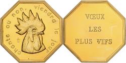 World Coins - France, Token, Amour et Mariage, Voeux, Gilt Bronze, Coq,