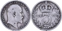 World Coins - Great Britain, Edward VII, 3 Pence, 1902, Silver, , KM:797.1
