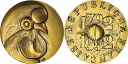 World Coins - France, Medal, Bicentenaire de la Révolution Française, Coq, History, 1992