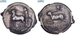 Ancient Coins - Sicily, Tetradrachm, ca. 412-408 BC, Messana, Silver, NGC,