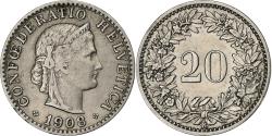 World Coins - Switzerland, 20 Rappen, 1908, Bern, Nickel, , KM:29