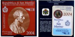 World Coins - San Marino, 2 Euro, Bartolomeo Borghesi, Coin card.FDC, 2004, Rome, Bi-Metallic